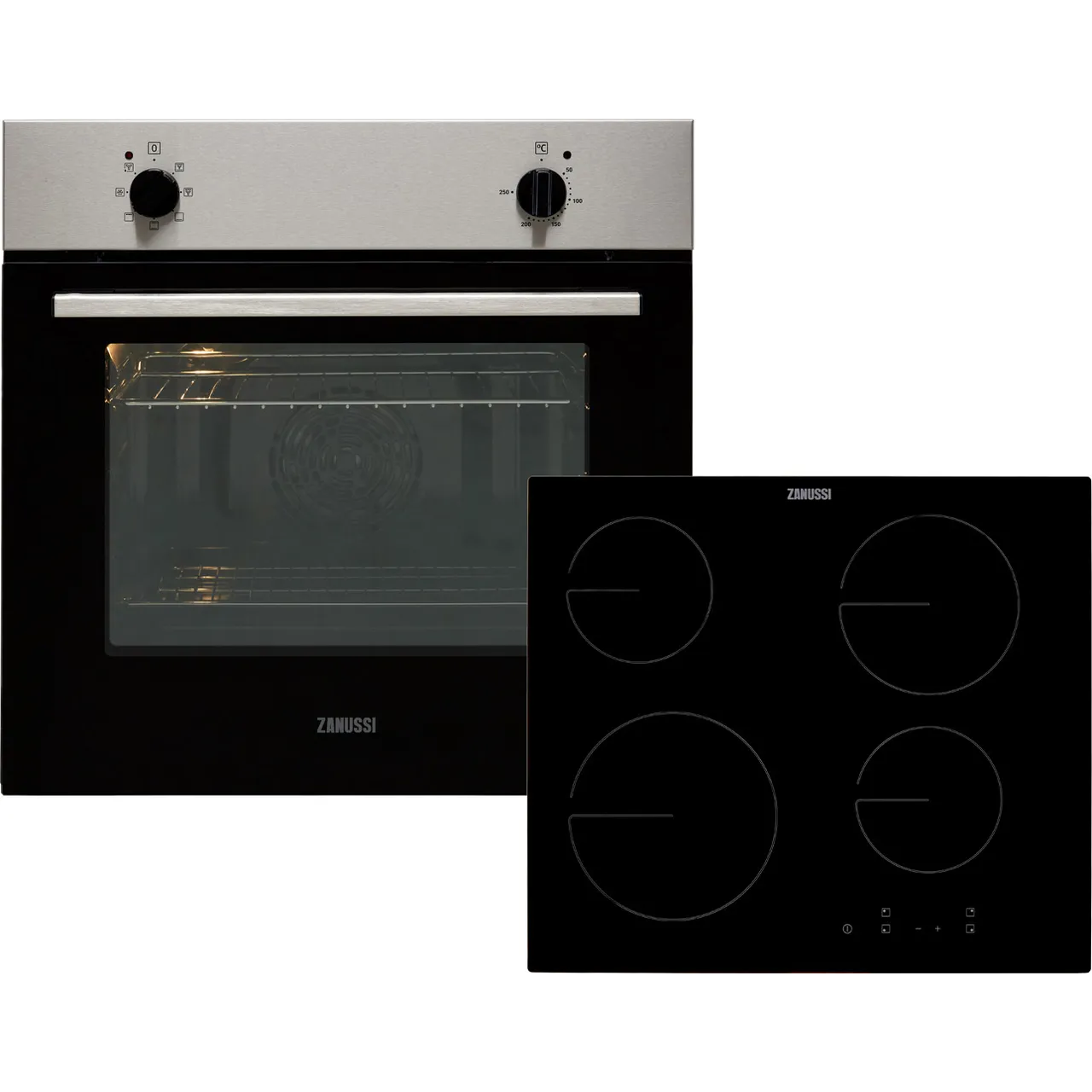Zanussi ZPV2000BXA Built In Electric Single Oven and Ceramic Hob Pack - Stainless Steel / Black - A Rated
